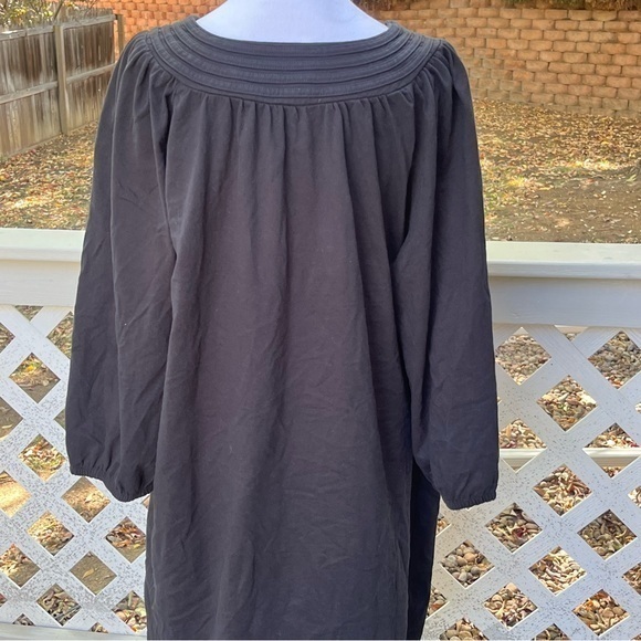 Woman Within Women Blouse Black Round‎ Tie Neck 3/4 Sleeve Witchy Goth Top Read - Picture 5 of 11